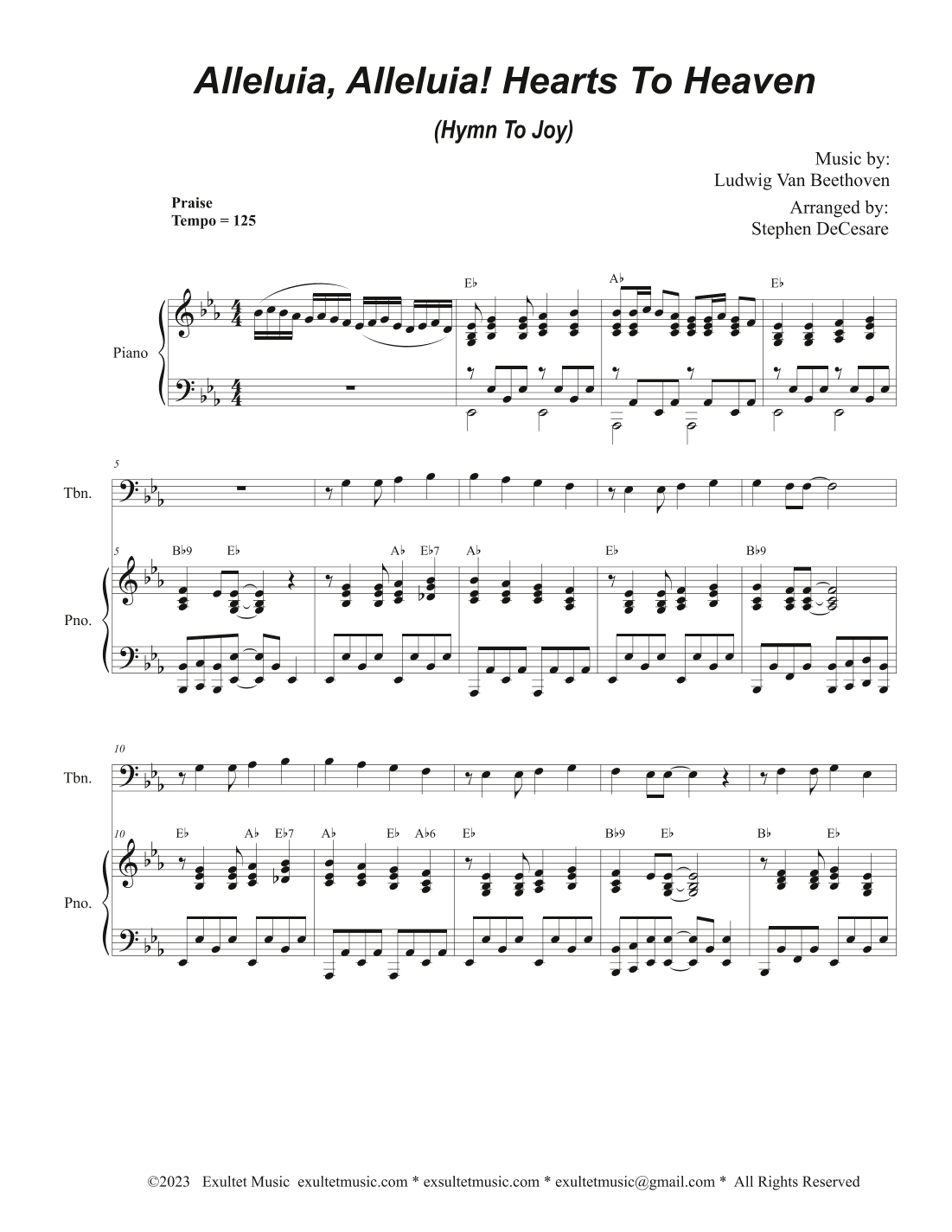 Alleluia, Alleluia! Hearts To Heaven (Trombone solo and Piano) (arr. Stephen DeCesare)