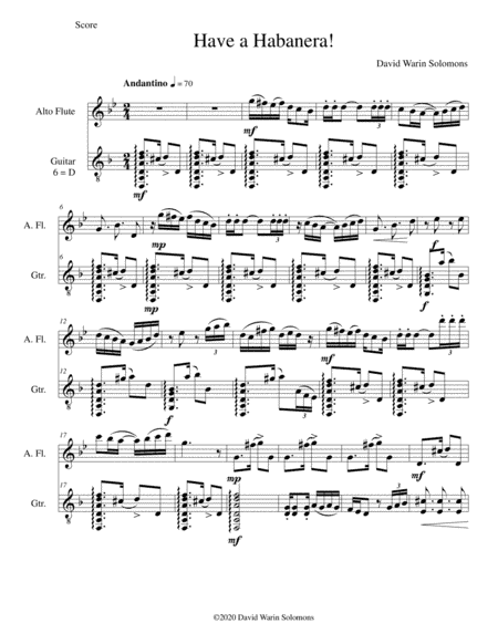 Have a habanera for alto-flute and guitar