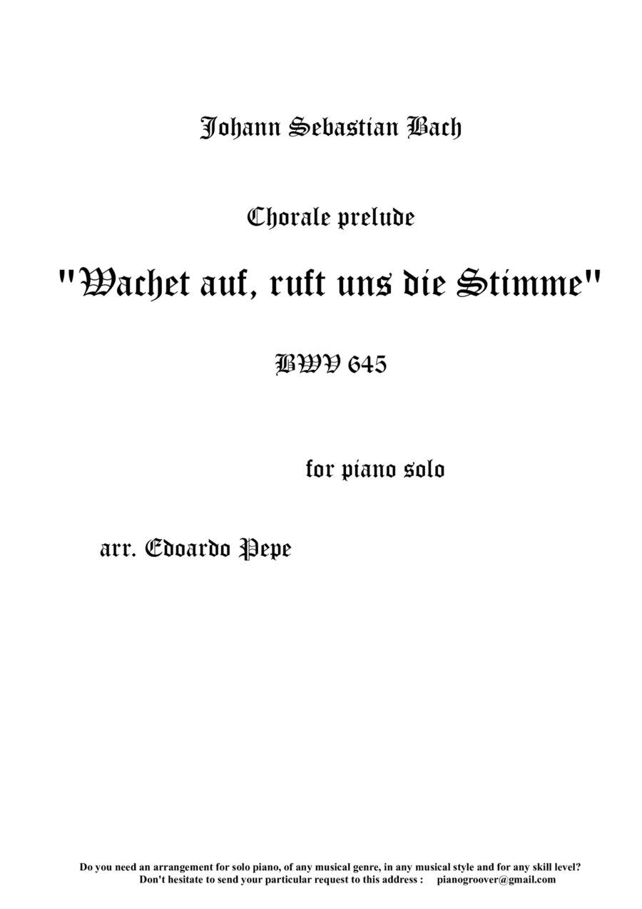 Chorale prelude "Wachet auf, ruft uns die Stimme" BWV 645 (arr. Edoardo Pepe)
