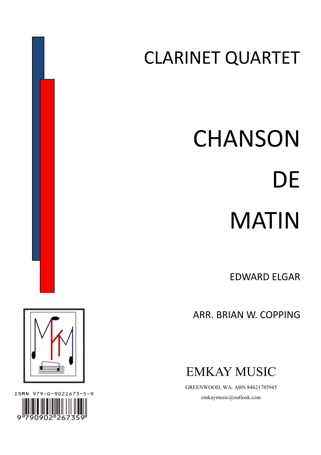 CHANSON DE MATIN – CLARINET QUARTET (arr. BRIAN W. COPPING)
