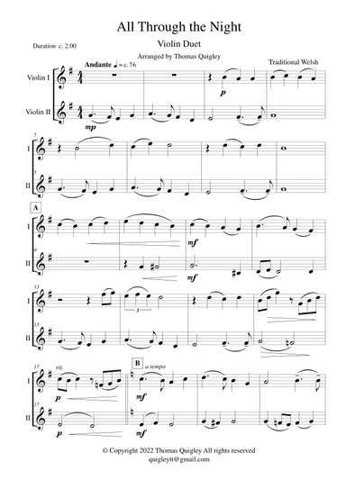 All Through the Night (arr. Thomas Quigley)