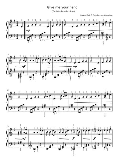 Give me your hand (Tabhair dom do Lámh) Harp (arr. Harpoline)