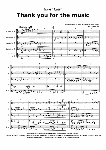 Thank You For The Music (arr. Thomas H. Graf)