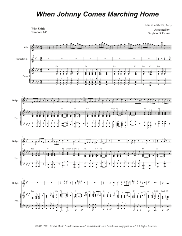 When Johnny Comes Marching Home (Bb-Trumpet solo and Piano) (arr. Stephen DeCesare)