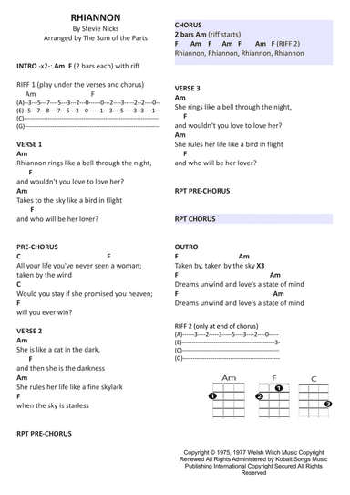 Rhiannon (arr. The Sum of the Parts)