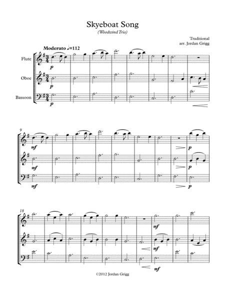 Skyeboat Song (Woodwind Trio) (arr. Jordan Grigg)