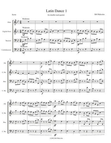 3 Latin Dances for double reed quartet