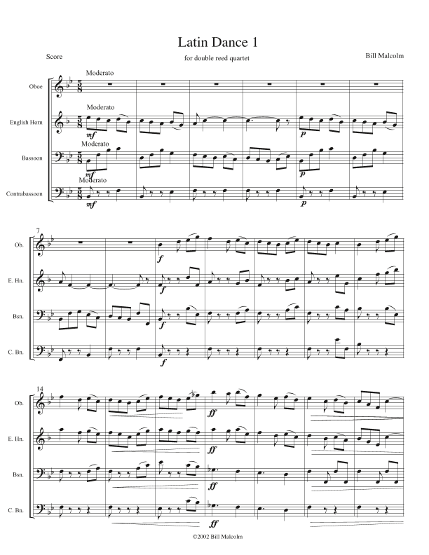 3 Latin Dances for double reed quartet