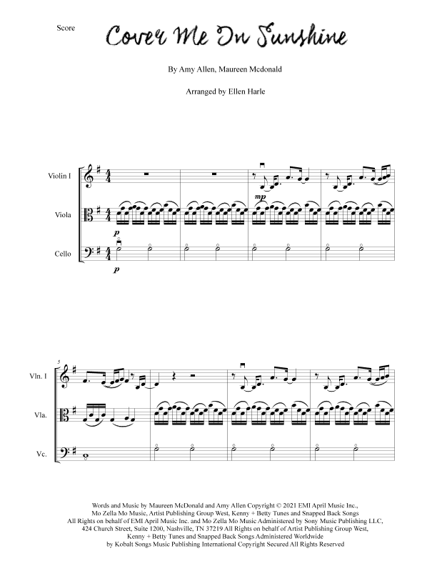 Cover Me In Sunshine (arr. Ellen Harle)