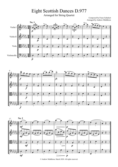 Eight Scottish Dances D.977 arranged for String Quartet (arr. Andrew Middleton)