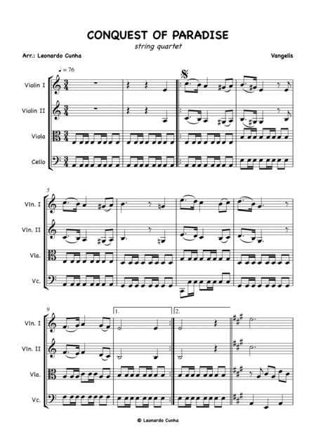 Conquest Of Paradise (arr. Leonardo Cunha)