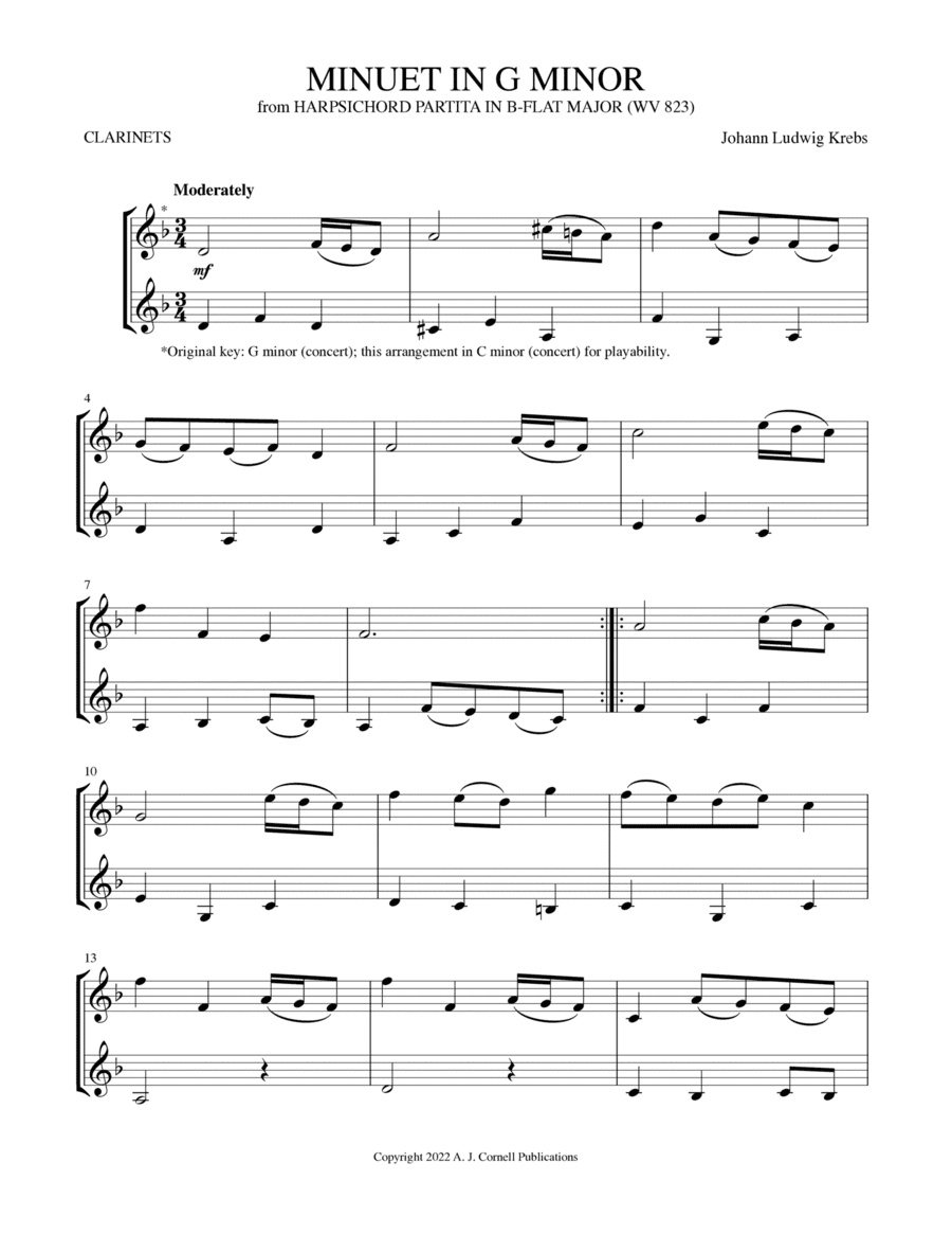 Minuet in G Minor (from Harpsichord Partita in B-flat Major) (arr. Mark Phillips)