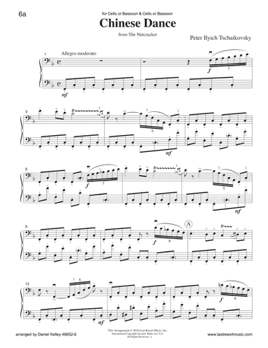 Chinese Dance from the Nutcracker for Cello Duet, Bassoon Duet or Cello and Bassoon Duet - Music for (arr. Last Resort Music Publishing)