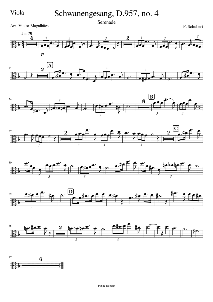 Serenade - F. Schubert - Viola Solo (arr. Arr. Victor Magalhães)
