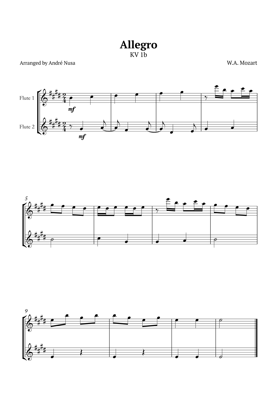 Allegro K1b (arr. André Nusa)