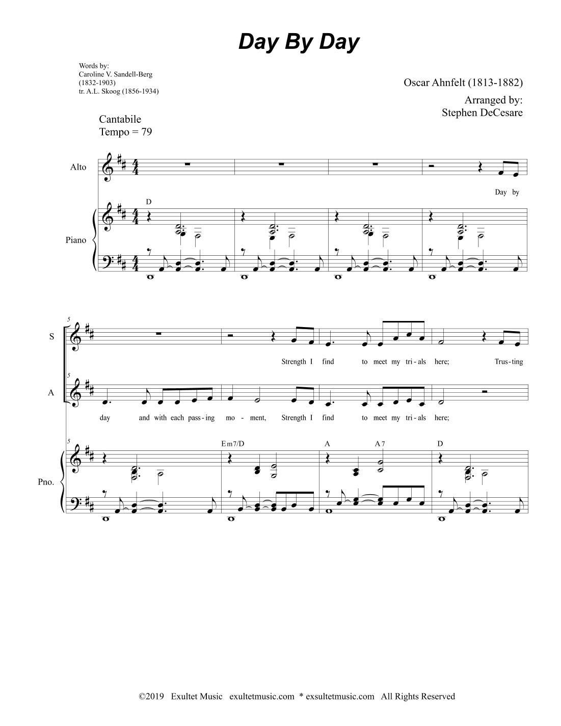 Day By Day (Duet for Soprano and Alto solo) (arr. Stephen DeCesare)