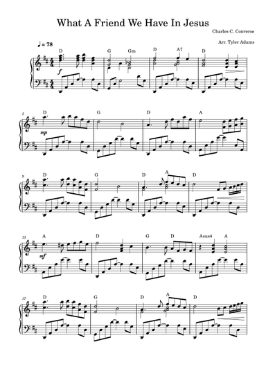 What A Friend We Have In Jesus (Piano Solo) (arr. Tyler Adams)