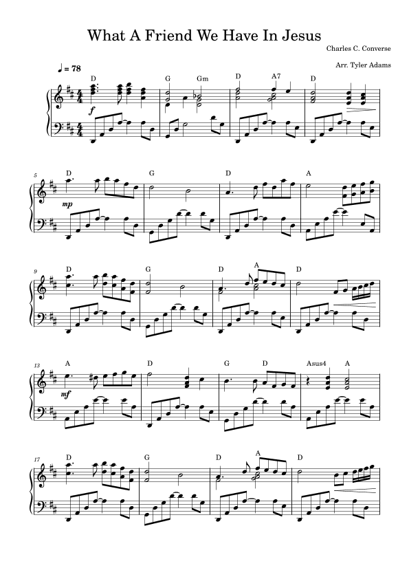 What A Friend We Have In Jesus (Piano Solo) (arr. Tyler Adams)