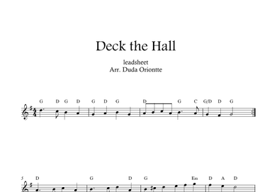 Deck the Halls  (G major - leadsheet - no lyrics) (arr. Duda Oriontte)