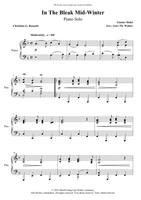 In The Bleak Mid-Winter (arr. Gert Th. Walter)