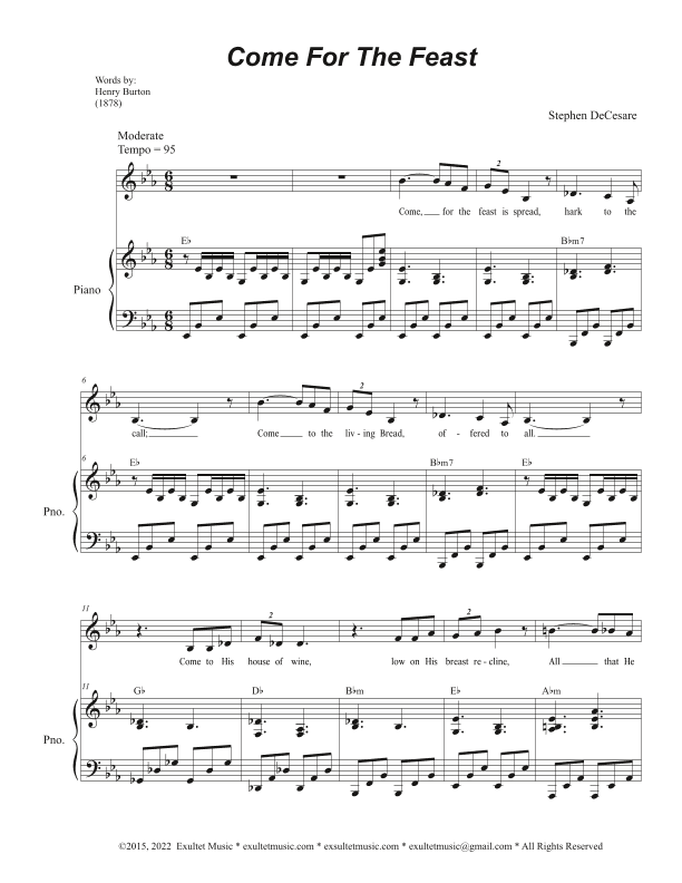 Come For The Feast (Vocal solo - Medium Key)