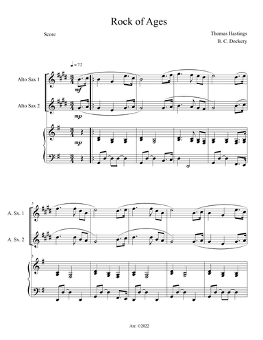 Rock of Ages (Alto Sax Duet with Piano Accompaniment) (arr. B. C. Dockery)