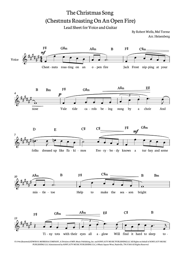 The Christmas Song (chestnuts Roasting On An Open Fire) (arr. Heisenberg)