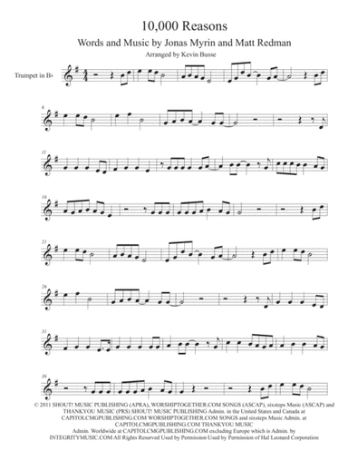 10,000 Reasons (Bless The Lord) (arr. Kevin Busse)
