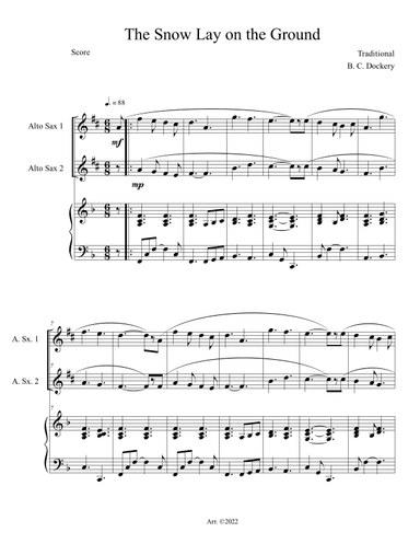 The Snow Lay on the Ground (Alto Sax Duet with Piano Accompaniment) (arr. B. C. Dockery)