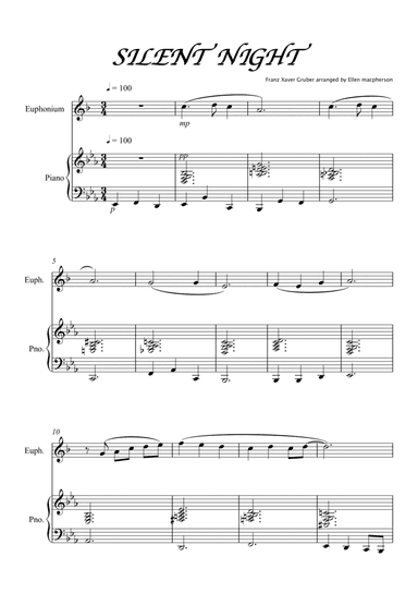 Silent Night for Euphonium and Piano (arr. Ellen Macphersonn)