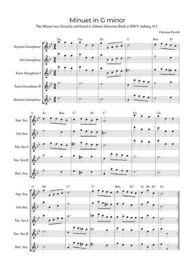 Minuet In G minor (with chords) (arr. Alex Nunes Rodrigues)