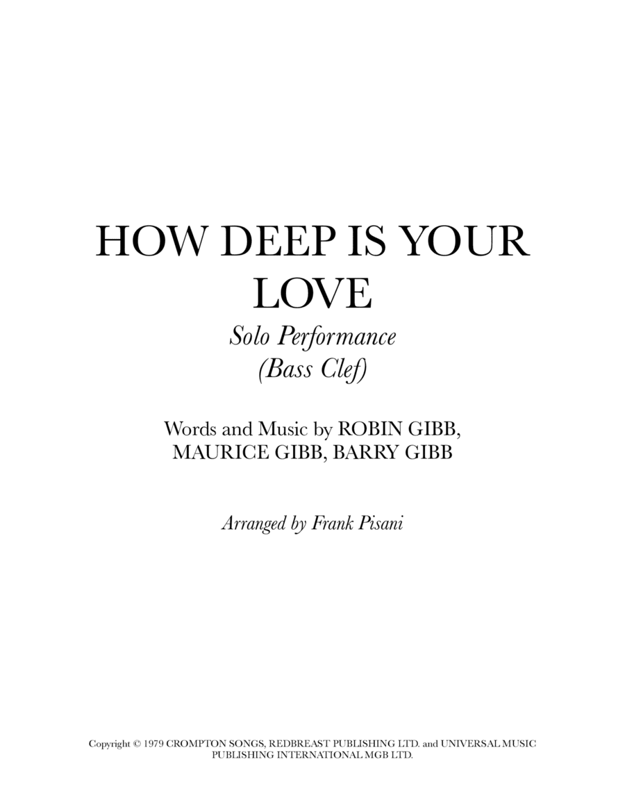 How Deep Is Your Love (arr. Frank Pisani)