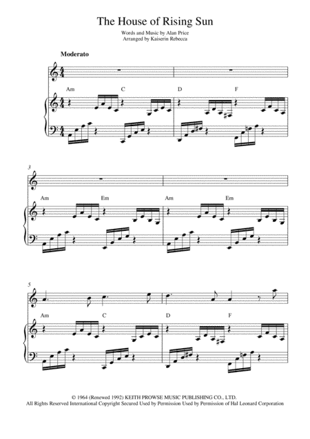 The House Of The Rising Sun (arr. Kaiserin Rebecca)