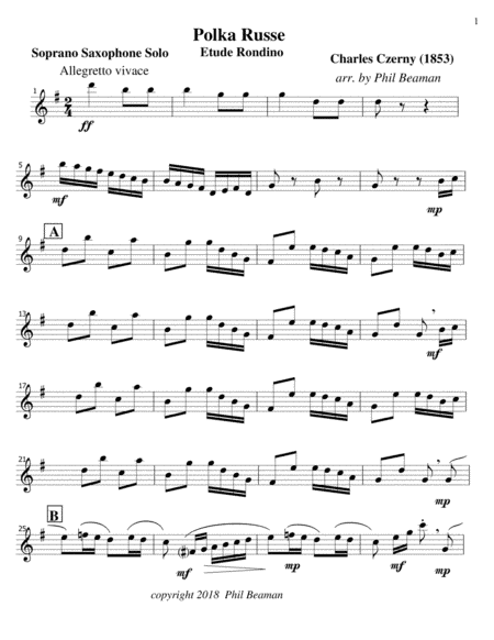 Polka Russe-Czerny-Soprano Saxophone Solo (arr. Phil Beaman)