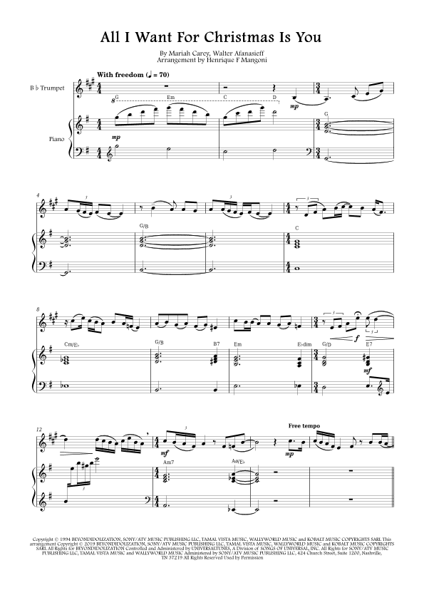 All I Want For Christmas Is You (arr. Henrique F Mangoni)