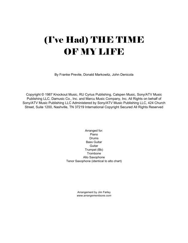(i've Had) The Time Of My Life (arr. Jim Farley www.arrangementsone.com)