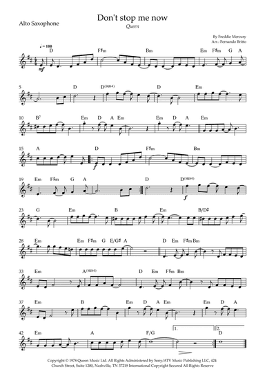 Don't Stop Me Now (arr. Fernando Britto)