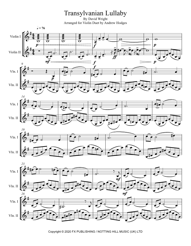 Transylvanian Lullaby (arr. Andrew Hodges)