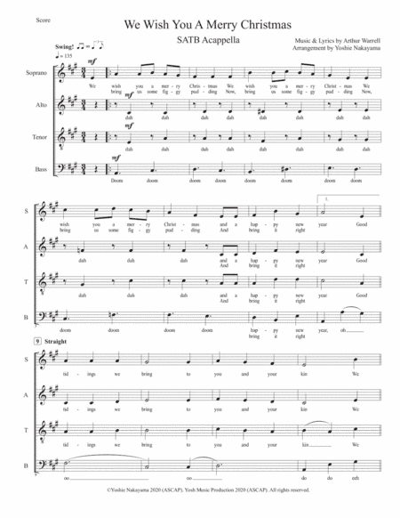 We Wish You A Merry Christmas - SATB Acappella (arr. Yoshie Nakayama)