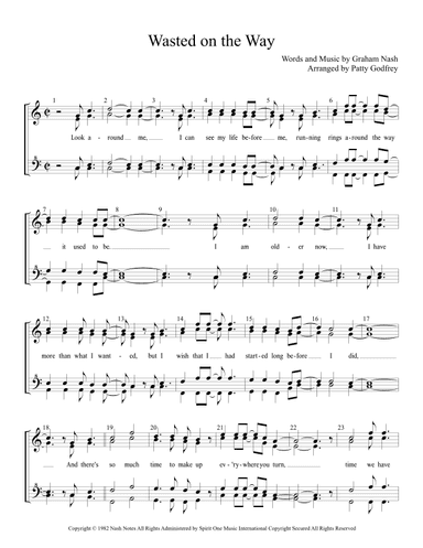 Wasted On The Way (arr. Patty Godfrey)