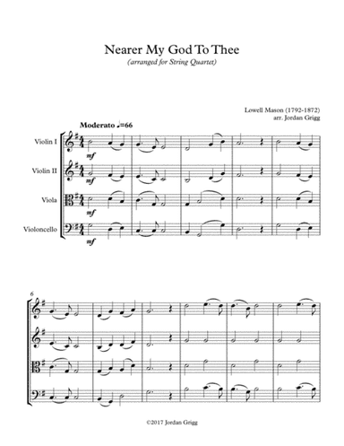 Nearer My God To Thee (String Quartet) Score and Parts (arr. Jordan Grigg)