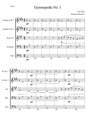 Trois Gymnopedie - Brass Quintet (arr. Brandon Hokeness)