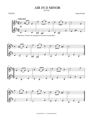 Air in D Minor (ZT 676) (arr. Mark Phillips)
