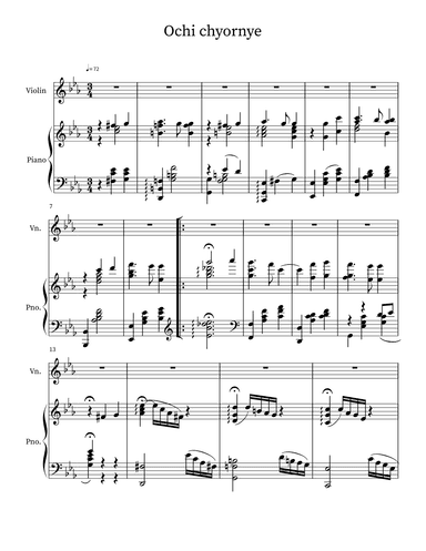 Ochi Chyornye (arr. Piano Accompanist Studio)