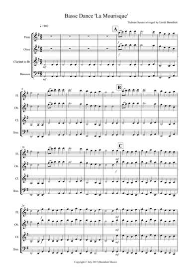 Basse Dance by Susato for Wind Quartet (arr. David Burndrett)