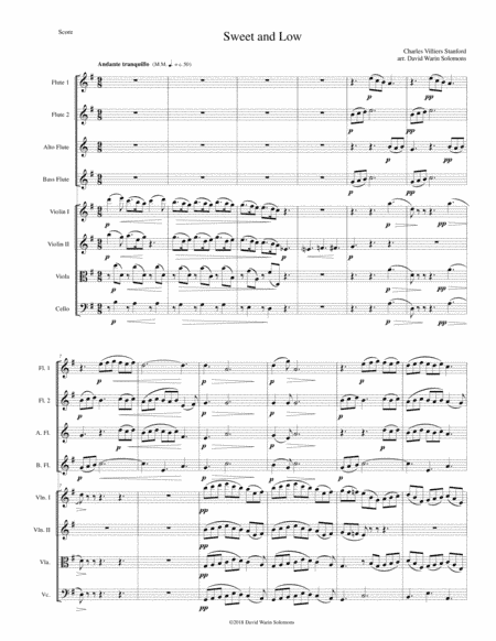 Sweet and Low (Stanford's setting) arranged for flute quartet and string quartet (arr. David Warin Solomons)