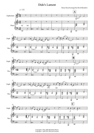Dido's Lament for Euphonium and Piano (arr. David Burndrett)