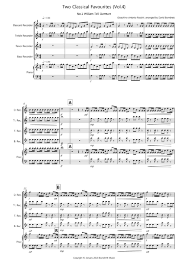 2 Classical Favourites for Recorder Quartet (volume four) (arr. David Burndrett)