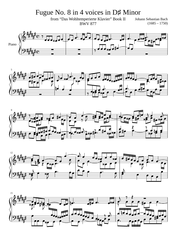 Fugue No. 8 BWV 877 in D# Minor (arr. Zachary Corbett)