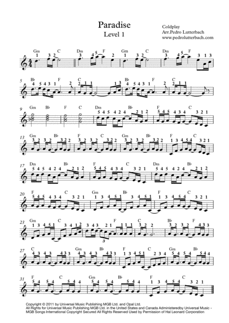 Paradise (arr. Pedro Lutterbach)